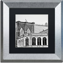 Trademark Fine Art "Brooklyn Bridge 1" Canvas Art by CATeyes, Black Matte, Silver Frame