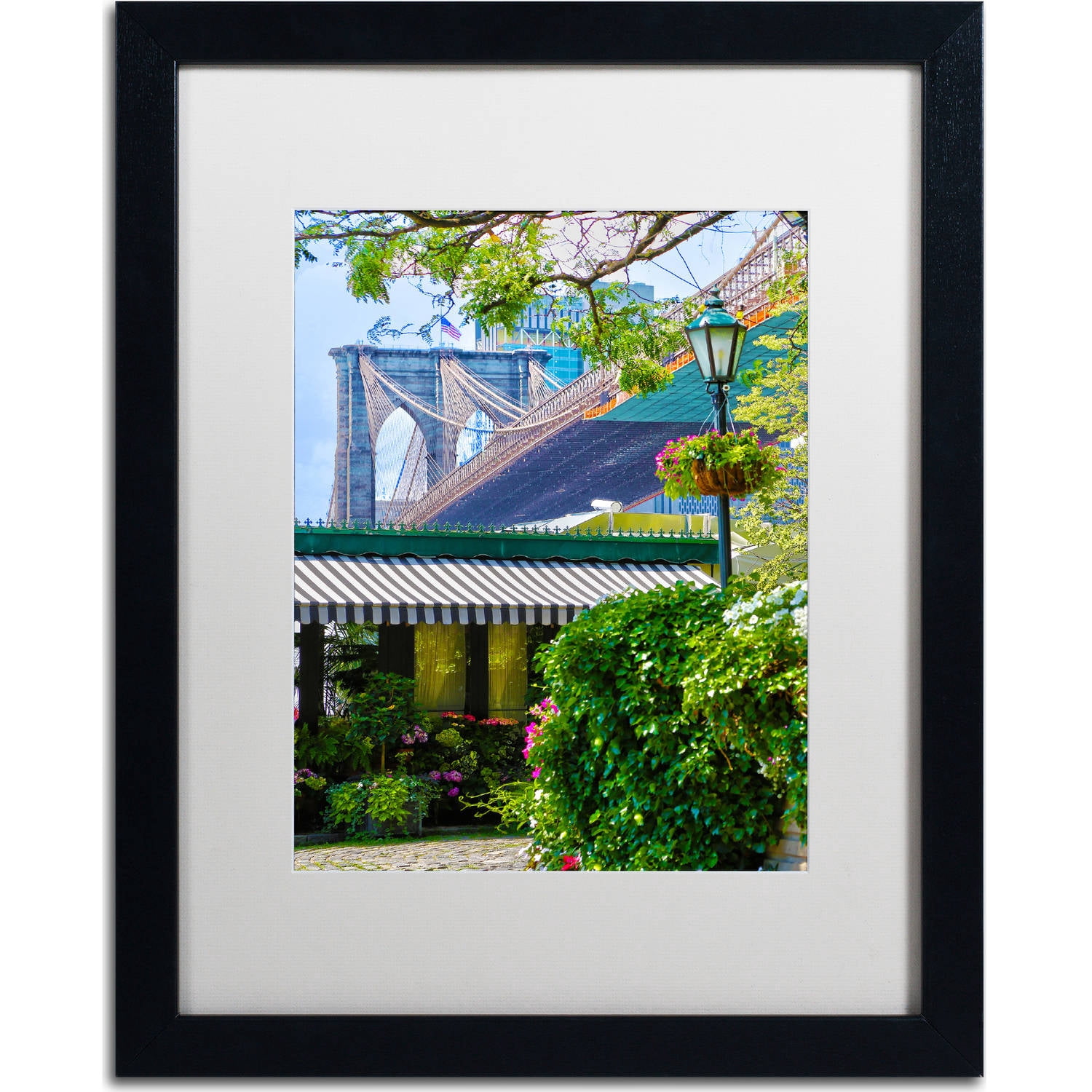 Trademark Fine Art "Brooklyn Bridge 2" Canvas Art by CATeyes, White Matte, Black Frame