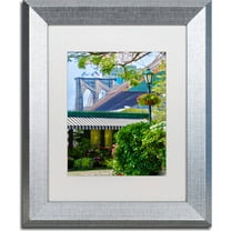Trademark Fine Art "Brooklyn Bridge 2" Canvas Art by CATeyes, White Matte, Silver Frame