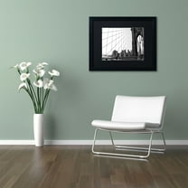 Trademark Fine Art "Brooklyn Bridge 4" Canvas Art by CATeyes, Black Matte, Black Frame