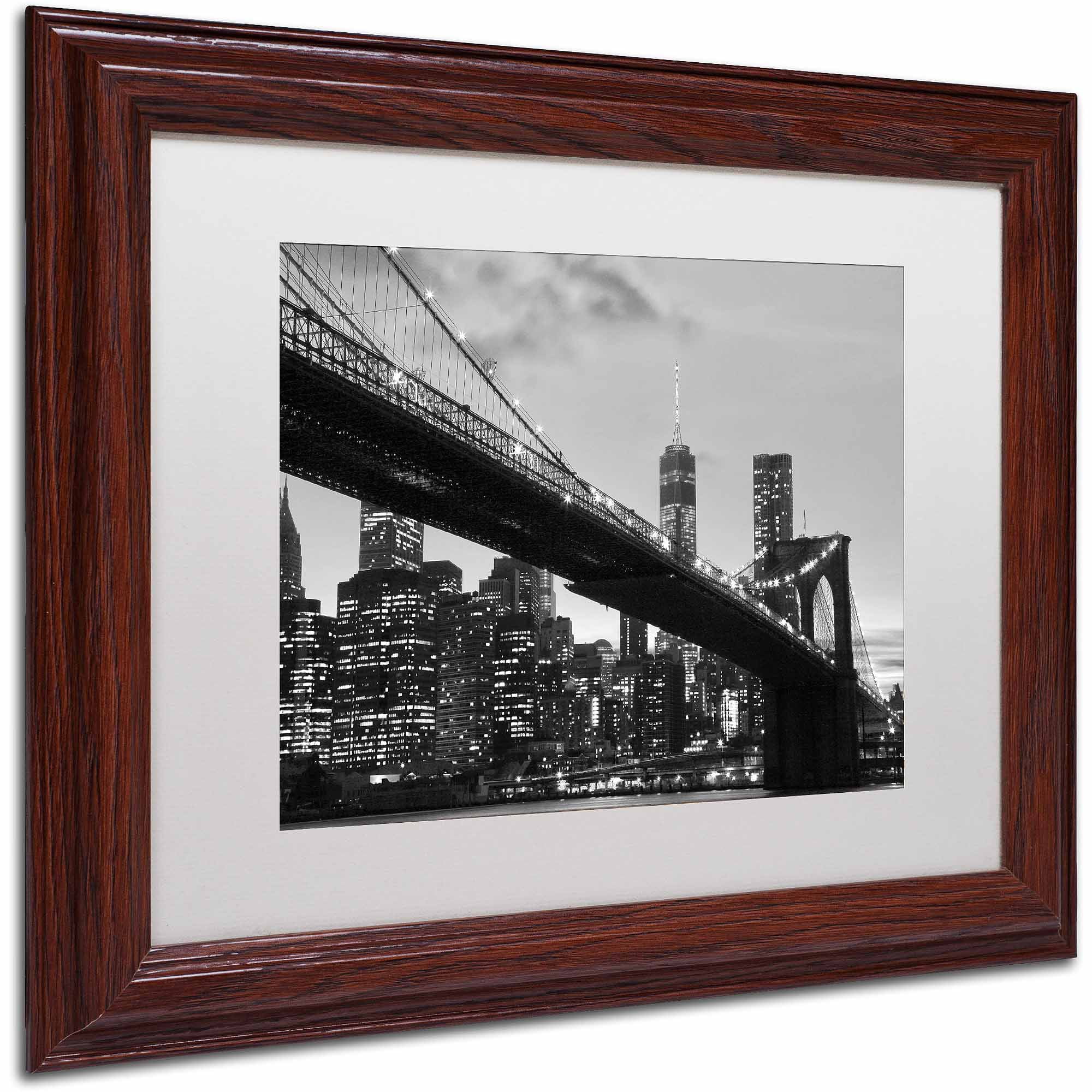 Brooklyn Bridge Black and White Framed Canvas Print