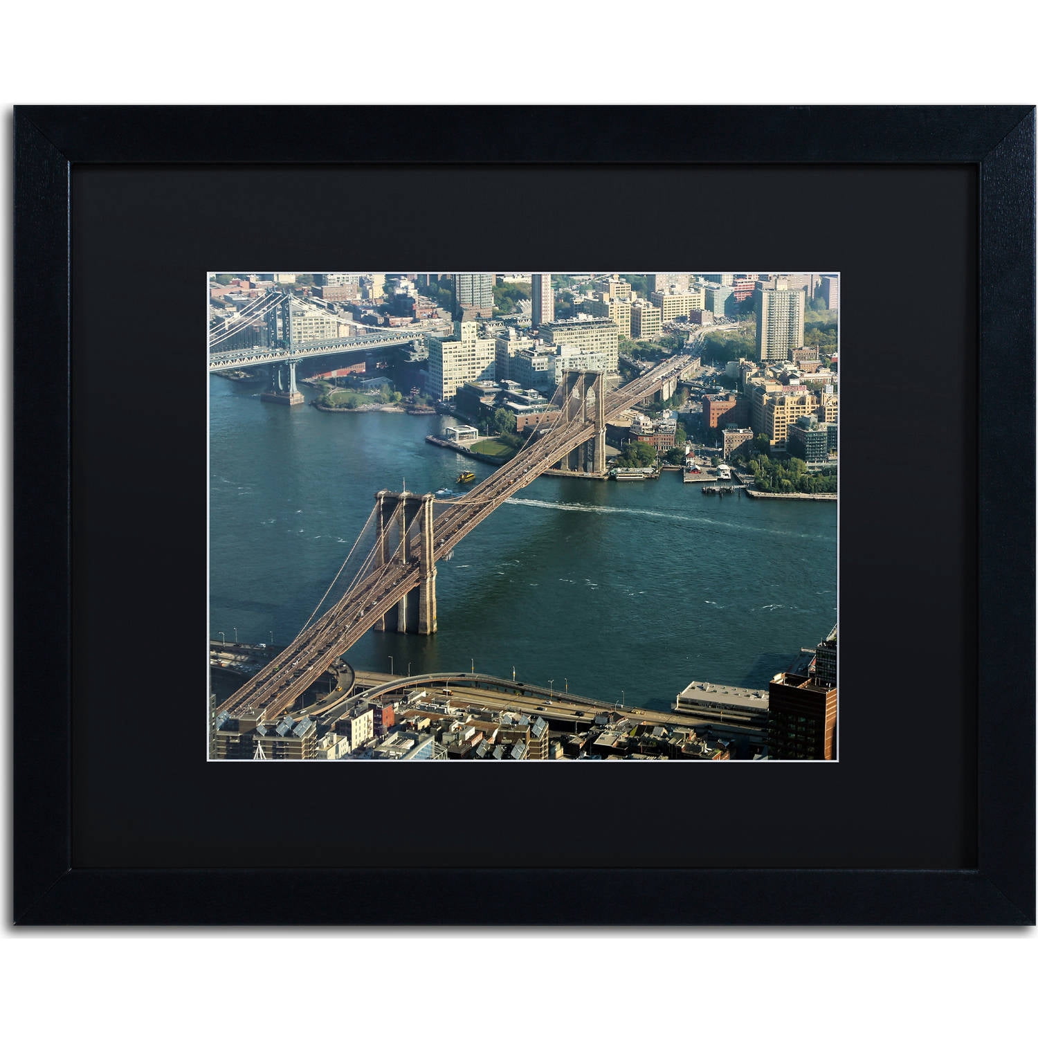 Trademark Fine Art "Brooklyn Bridge" Canvas Art by CATeyes, Black Matte, Black Frame