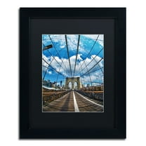 Trademark Fine Art "Brooklyn Bridge" Canvas Art by CATeyes, Black Matte, Black Frame