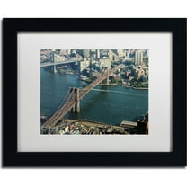Trademark Fine Art "Brooklyn Bridge" Canvas Art by CATeyes, White Matte, Black Frame