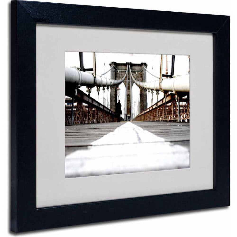 Trademark Fine Art "Brooklyn Bridge" Canvas Art by Yale Gurney, Black Frame