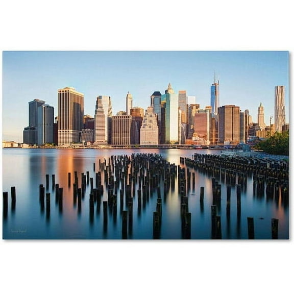 Trademark Fine Art "Brooklyn Bridge Park and Financial District - I" Canvas Art by David Ayash