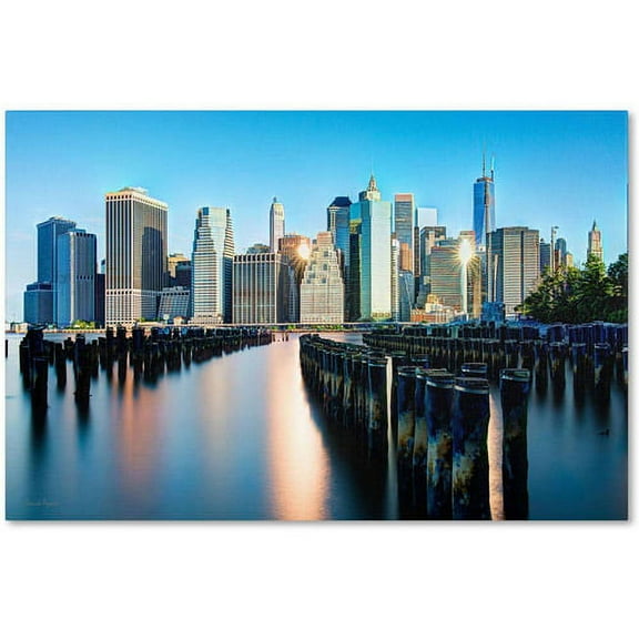 Trademark Fine Art "Brooklyn Bridge Park and Financial District - II" Canvas Art by David Ayash