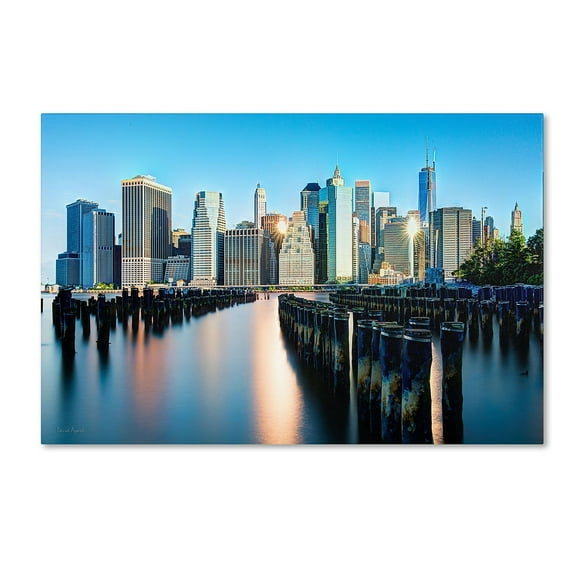 Trademark Fine Art "Brooklyn Bridge Park and Financial District - II" Canvas Art by David Ayash