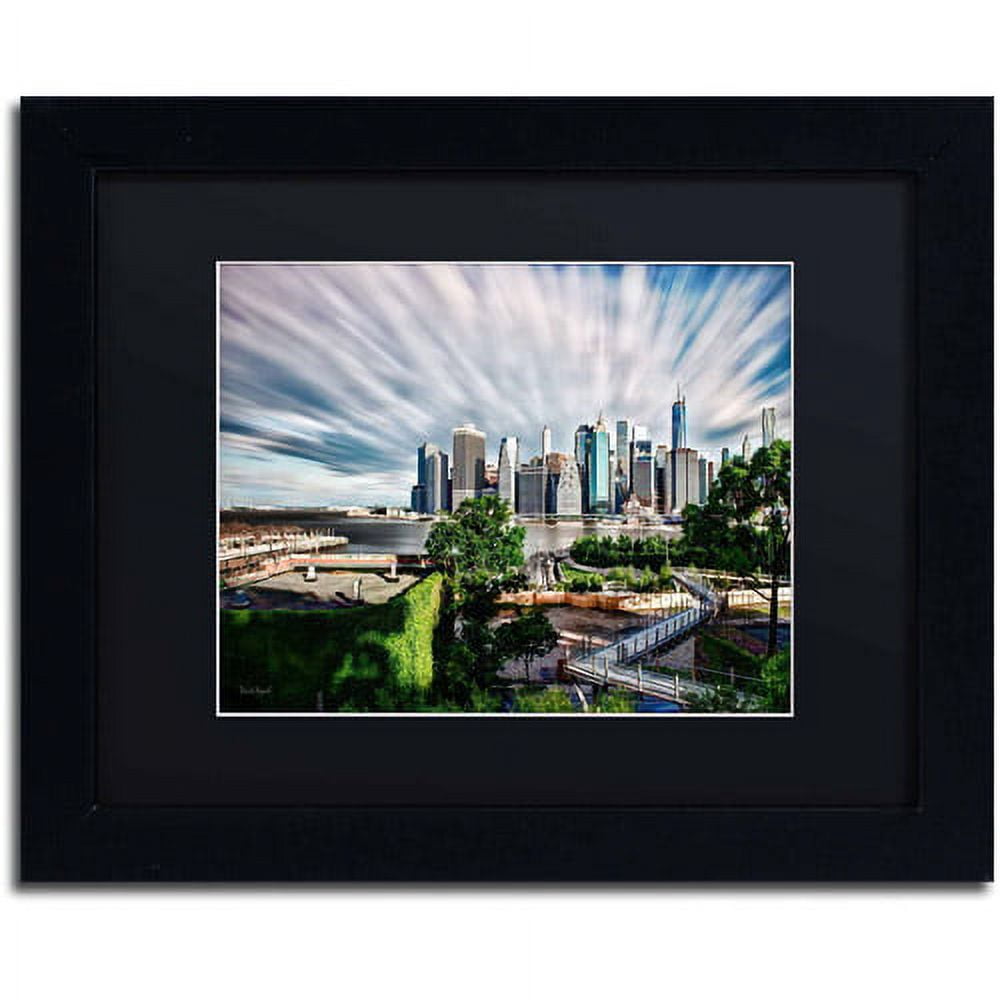 Trademark Fine Art "Brooklyn Bridge Park and Financial District - III" Canvas Art by David Ayash, Black Matte, Black Frame