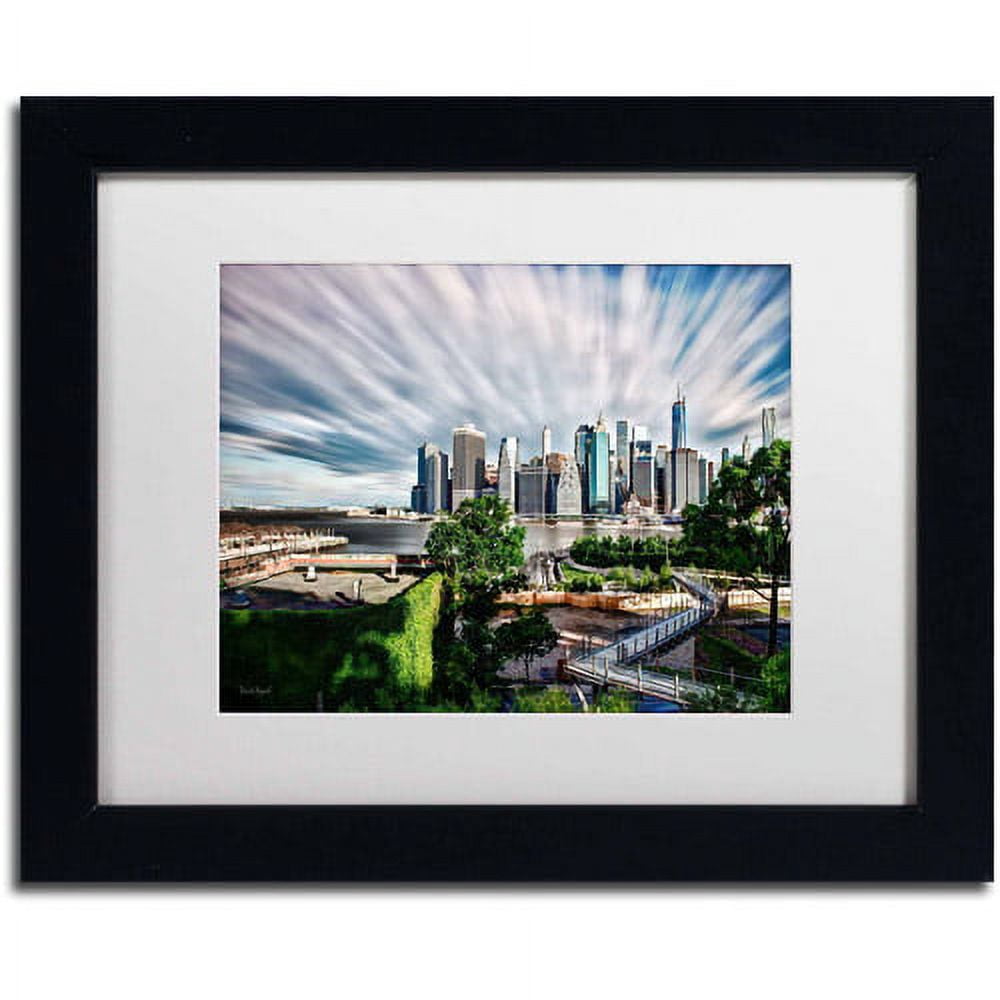 Trademark Fine Art "Brooklyn Bridge Park and Financial District - III" Canvas Art by David Ayash, White Matte, Black Frame