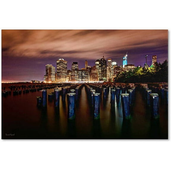 Trademark Fine Art "Brooklyn Bridge Park and Financial District - VI" Canvas Art by David Ayash