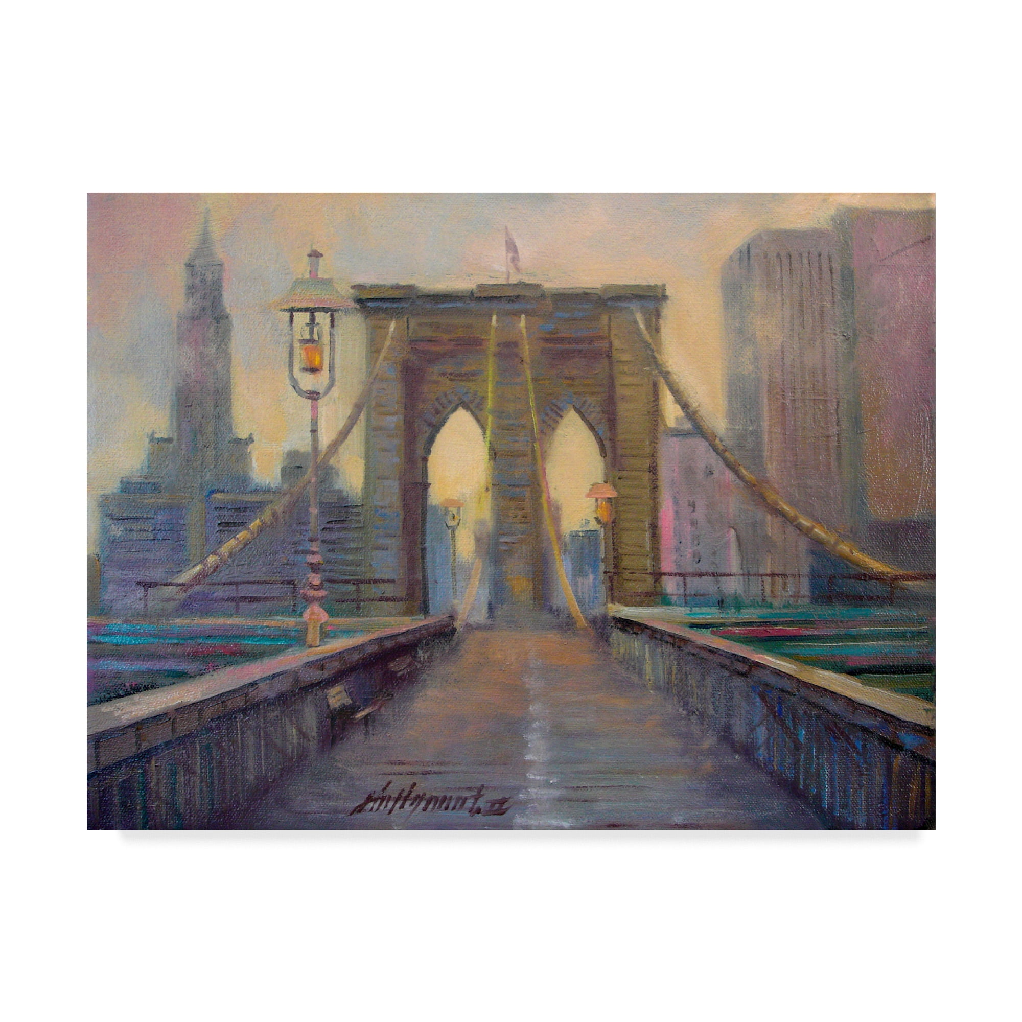 Trademark Fine Art 'Brooklyn Bridge Stone' Canvas Art by Hall Groat Ii