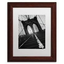 Trademark Fine Art "Brooklyn Bridge Study I" Canvas Art by Moises Levy White Matte, Wood Frame