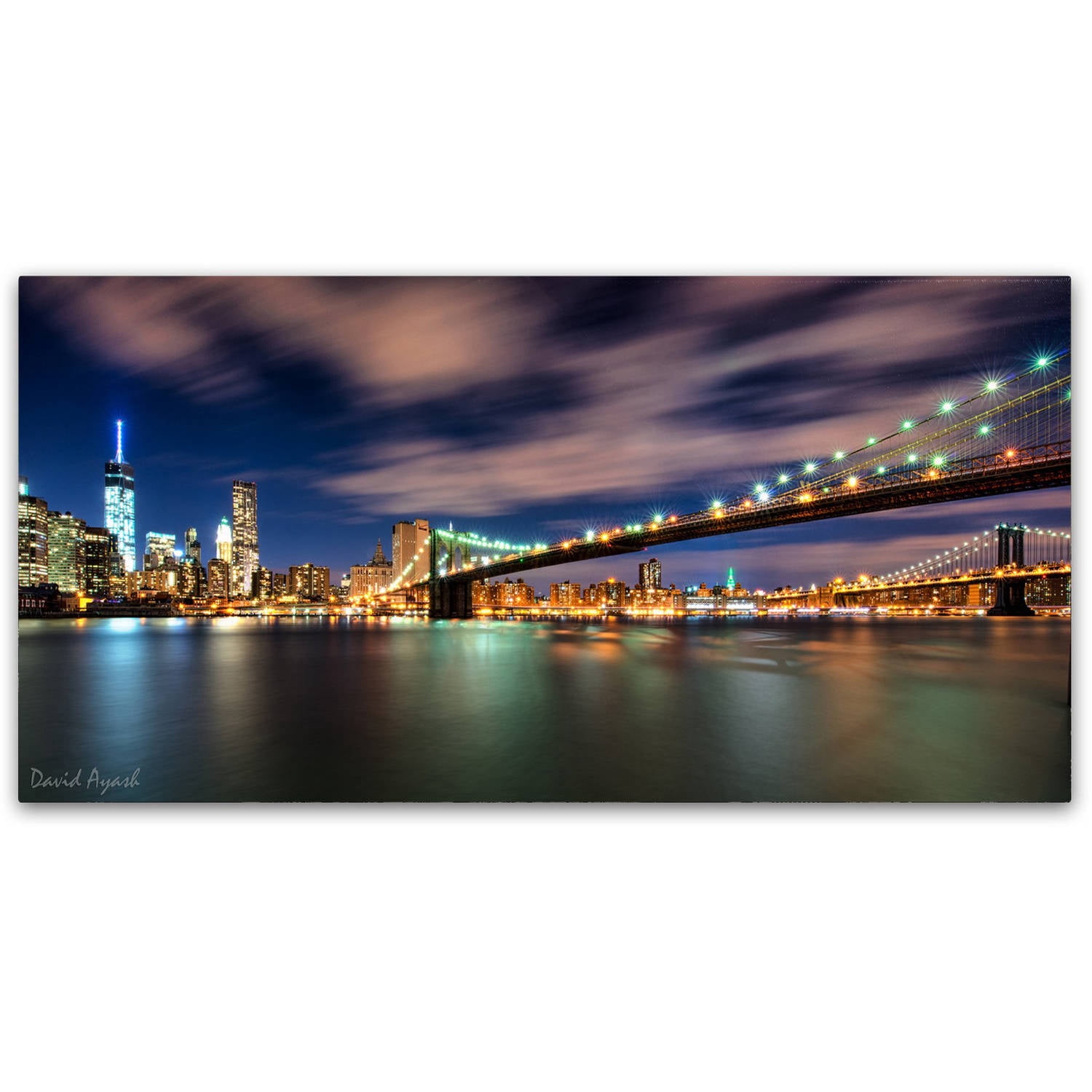 Trademark Fine Art "Brooklyn Bridge and Downtown" Canvas Art by David Ayash