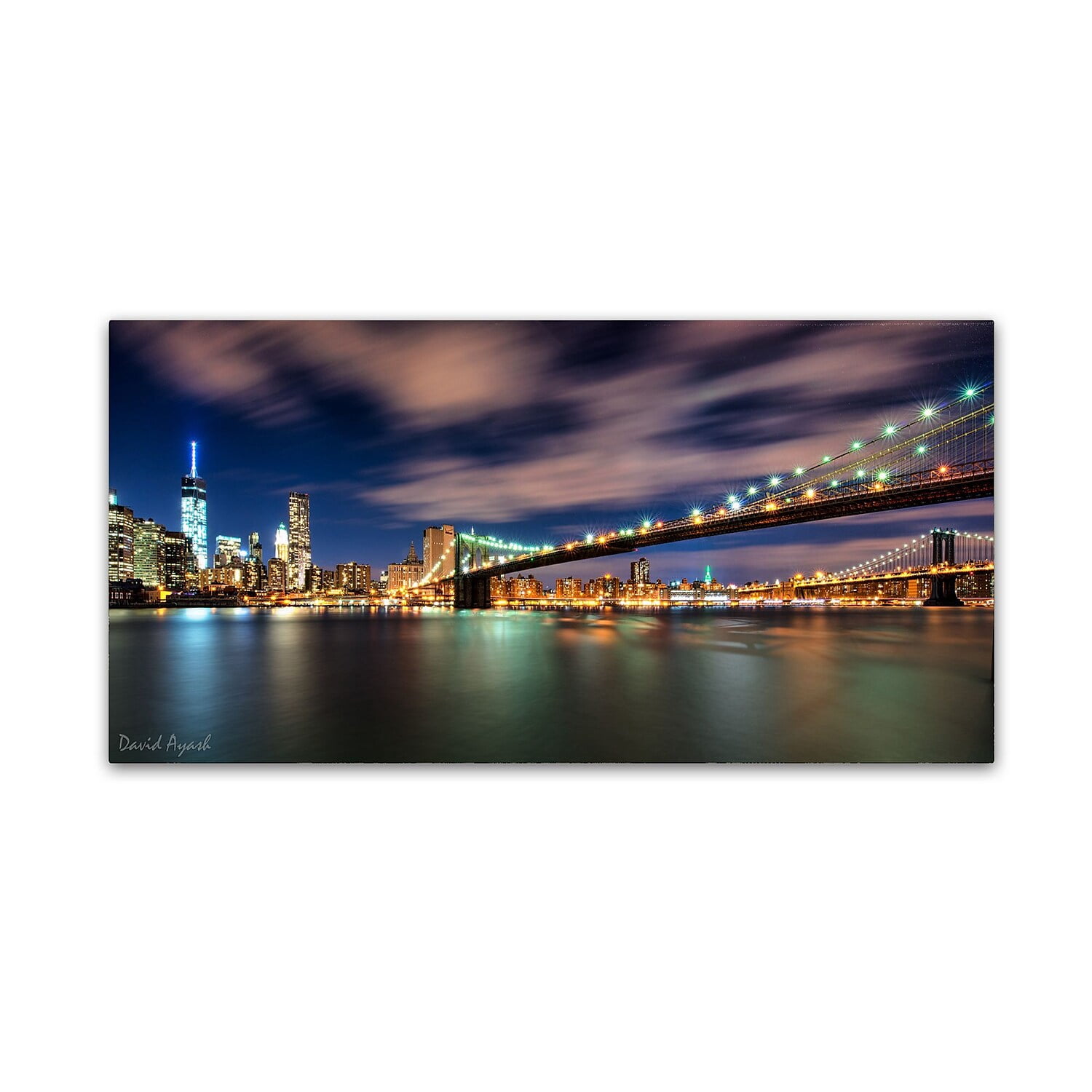 Trademark Fine Art "Brooklyn Bridge and Downtown" Canvas Art by David Ayash