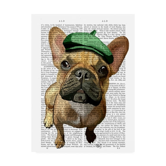 Trademark Fine Art 'Brown French Bulldog with Green Hat' Canvas Art by Fab Funky