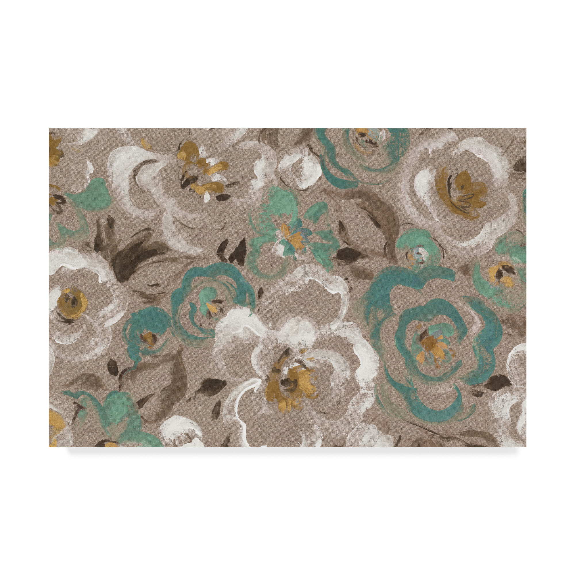 Trademark Fine Art 'Brushed Petals I Teal' Canvas Art by Pela