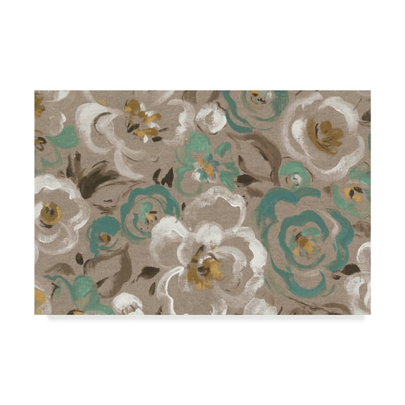 Trademark Fine Art 'Brushed Petals I Teal' Canvas Art by Pela