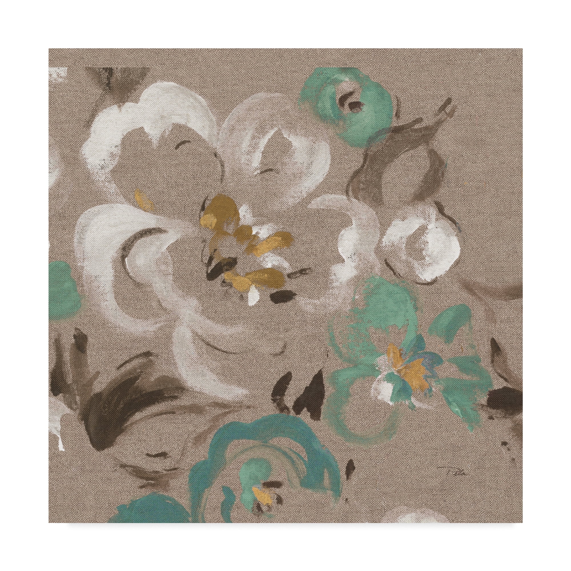 Trademark Fine Art 'Brushed Petals II Teal' Canvas Art by Pela