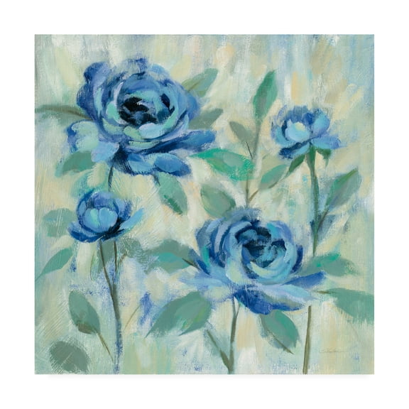 Trademark Fine Art 'Brushy Blue Flowers I' Canvas Art by Silvia Vassileva