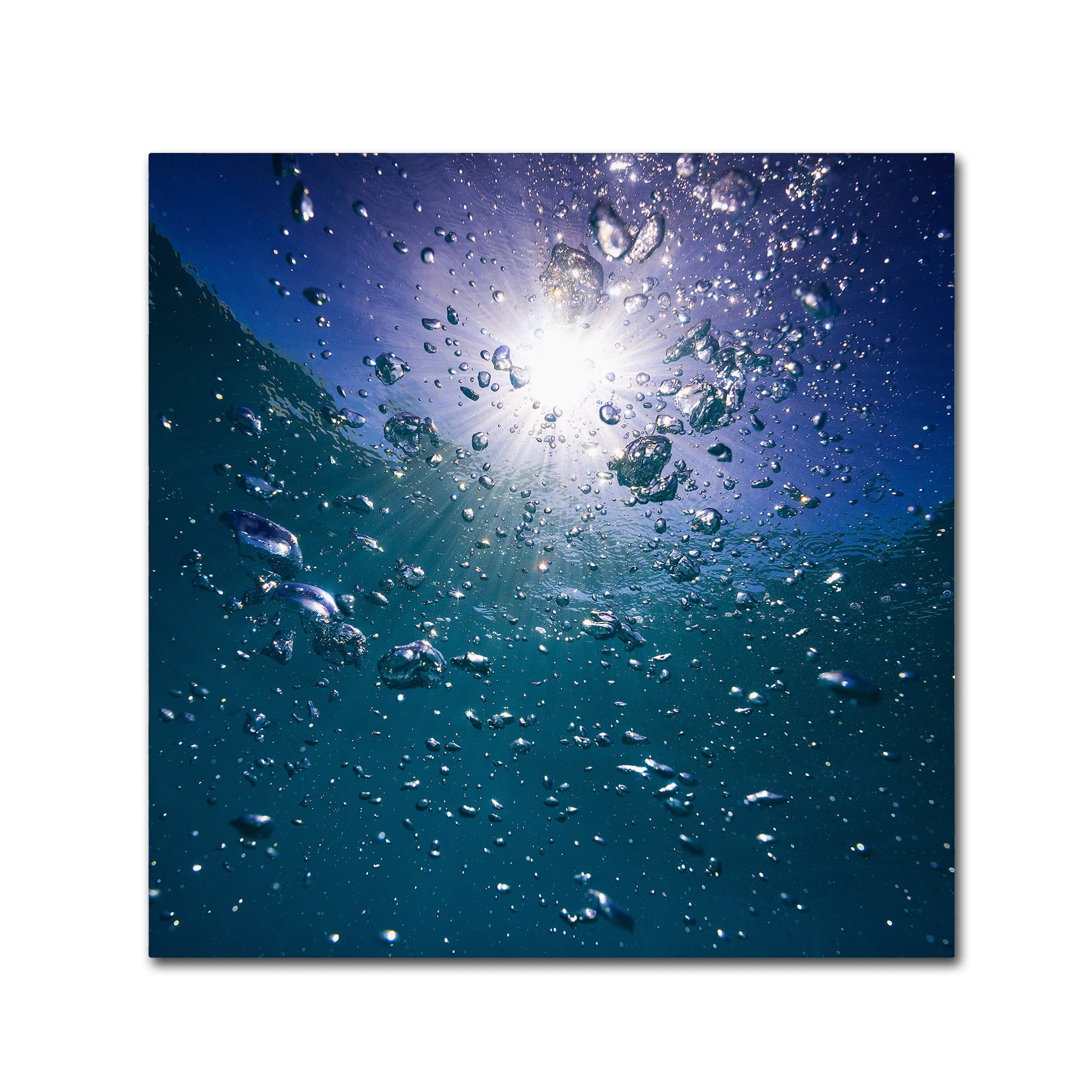 18x18 Blue and White Ocean Bubbles Canvas Art