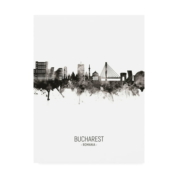 Trademark Fine Art 'Bucharest Romania Skyline Portrait II' Canvas Art by Michael Tompsett