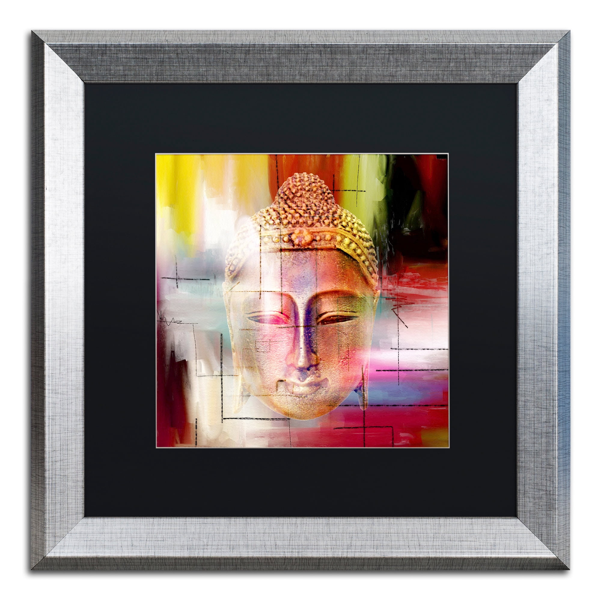 Trademark Fine Art 'Buddha Face 4' Black Matte, Silver Framed Art by Mark Ashkenazi