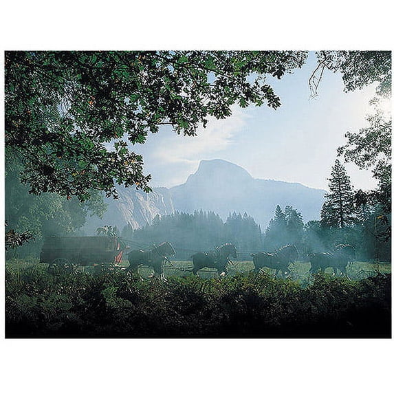 Trademark Fine Art "Budweiser Clydesdales in the Misty Mountains" Canvas Art, 18x24