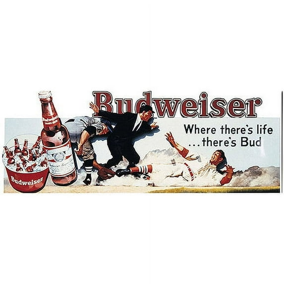 Trademark Fine Art "Budweiser Vintage Ad - Baseball" Canvas Art, 12x32