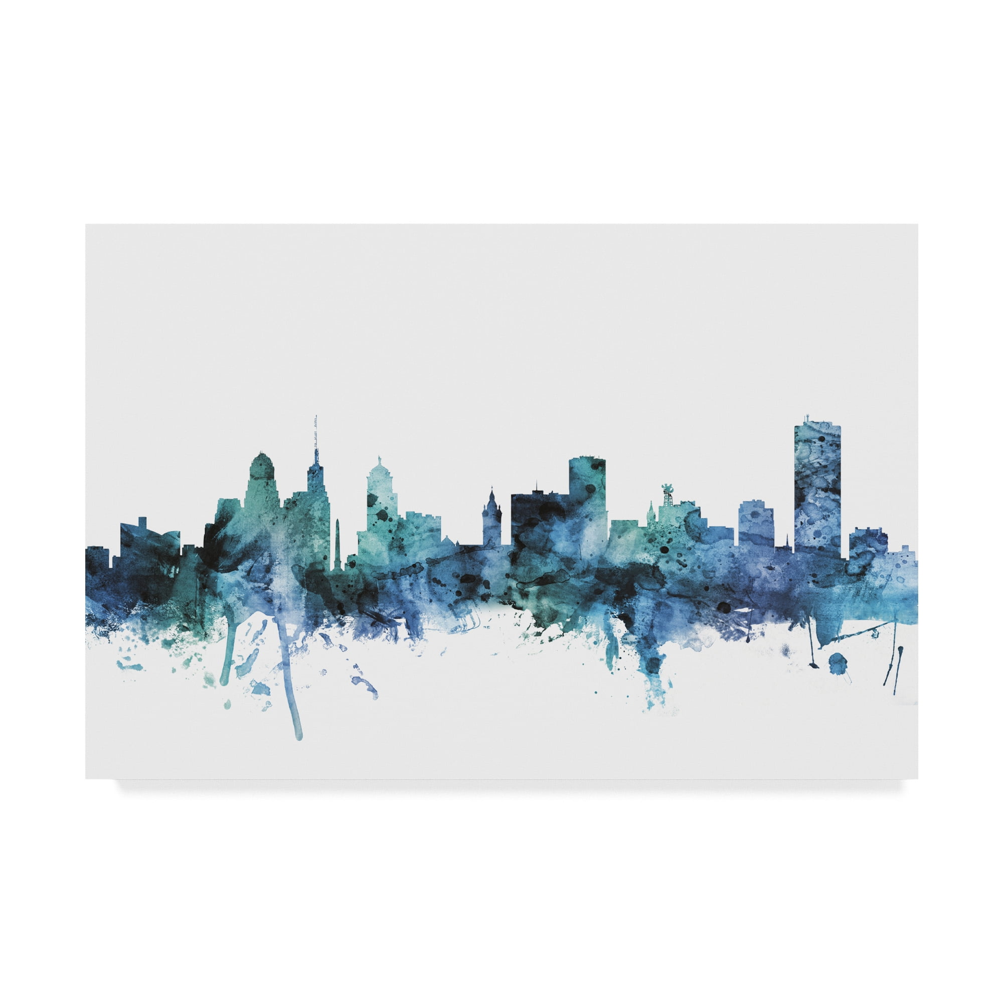 Trademark Fine Art 'Buffalo New York Blue Teal Skyline' Canvas Art by Michael Tompsett