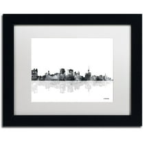 Trademark Fine Art "Buffalo New York Skyline BG-1" Canvas Art by Marlene Watson, White Matte, Black Frame