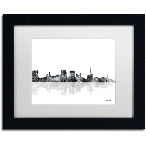 Trademark Fine Art "Buffalo New York Skyline BG-1" Canvas Art by Marlene Watson, White Matte, Black Frame