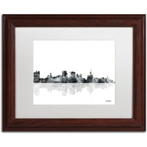 Trademark Fine Art "Buffalo New York Skyline BG-1" Canvas Art by Marlene Watson, White Matte, Wood Frame