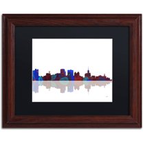 Trademark Fine Art "Buffalo New York Skyline" Canvas Art by Marlene Watson Black Matte, Wood Frame