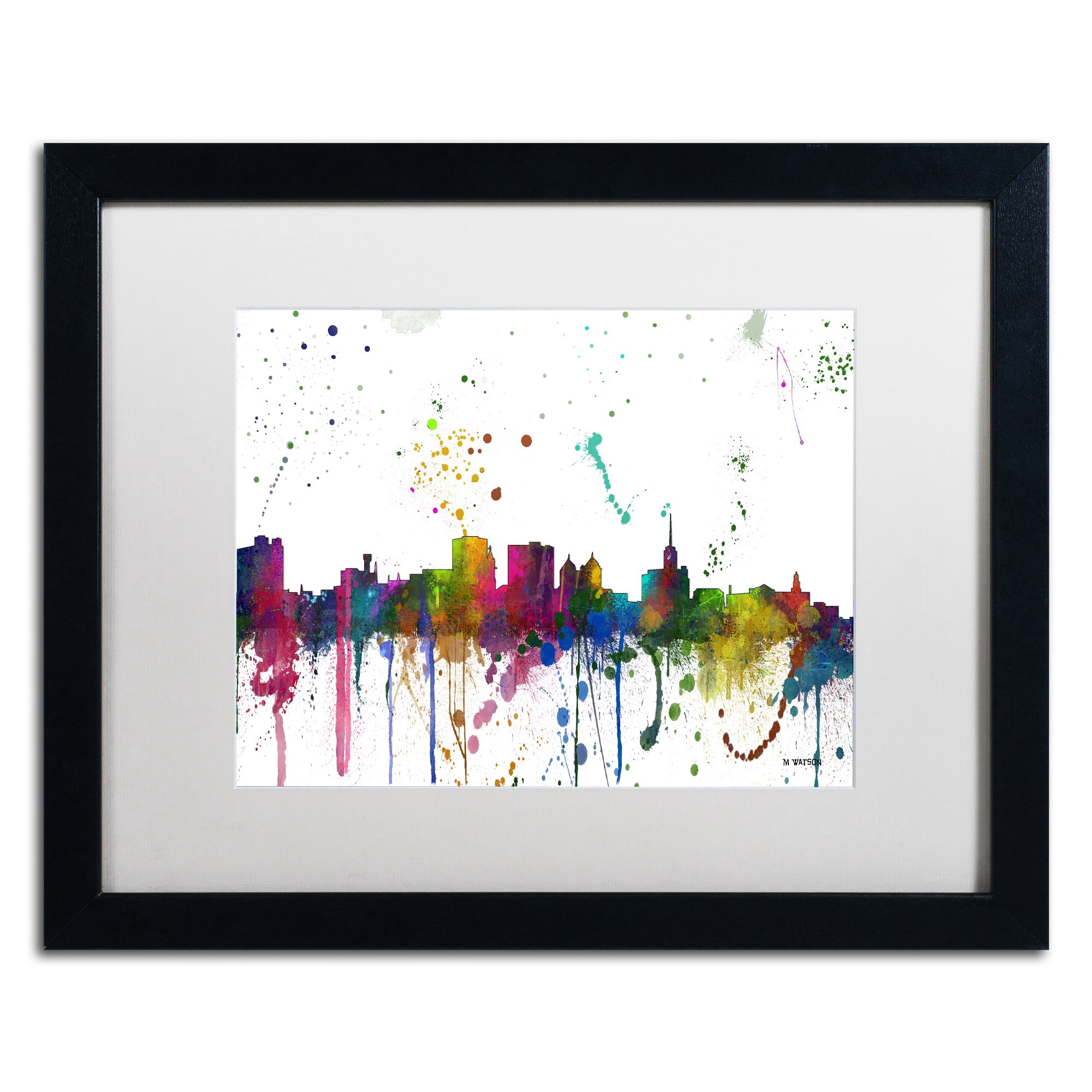 Trademark Fine Art "Buffalo New York Skyline Mclr-1" Canvas Art by Marlene Watson, White Matte, Black Frame