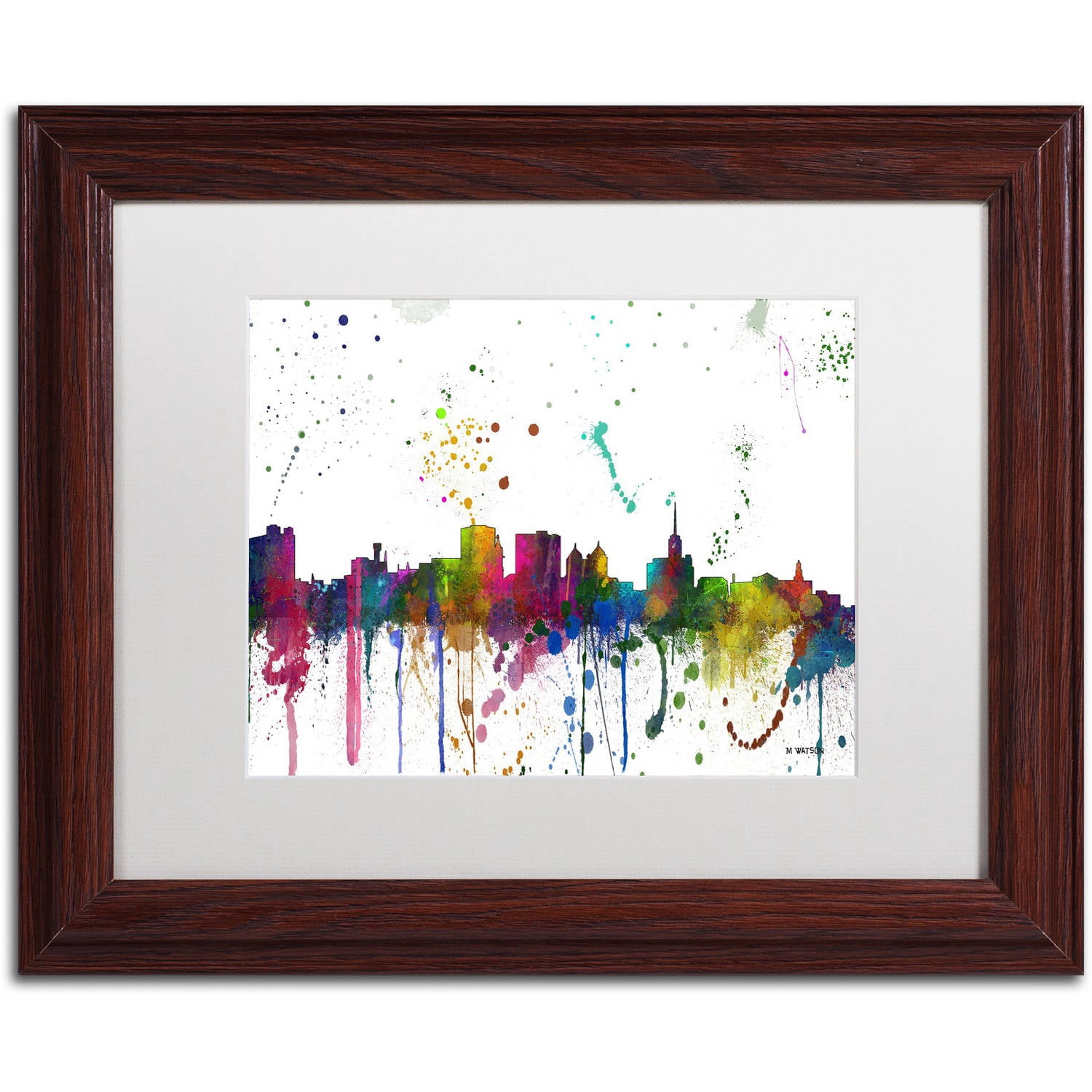 Trademark Fine Art "Buffalo New York Skyline Mclr-1" Canvas Art by Marlene Watson, White Matte, Wood Frame