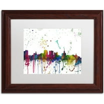 Trademark Fine Art "Buffalo New York Skyline Mclr-1" Canvas Art by Marlene Watson, White Matte, Wood Frame