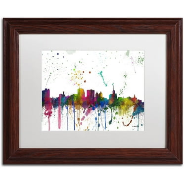 Trademark Fine Art "Buffalo New York Skyline Mclr-1" Canvas Art by Marlene Watson, White Matte, Wood Frame