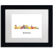 Trademark Fine Art 'Buffalo New York Skyline WB-1' Canvas Art by Marlene Watson, White Matte, Black Frame