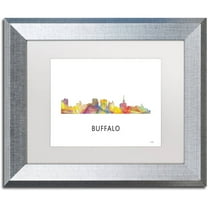 Trademark Fine Art 'Buffalo New York Skyline WB-1' Canvas Art by Marlene Watson, White Matte, Silver Frame