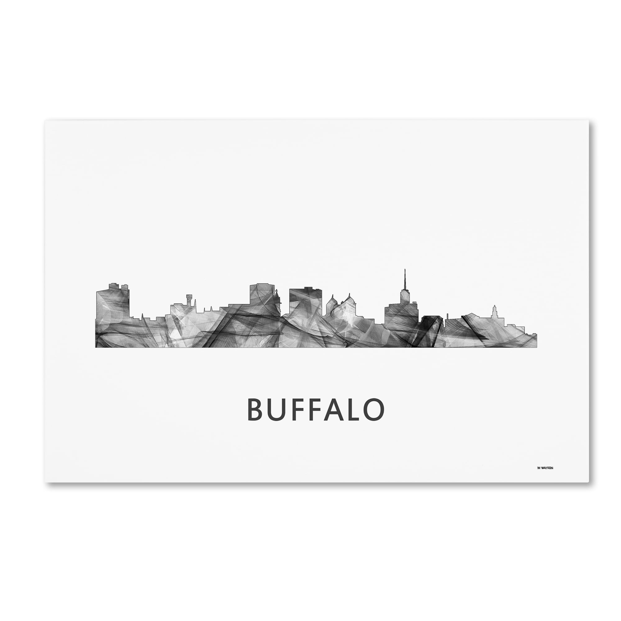 Trademark Fine Art 'Buffalo New York Skyline WB-BW' Canvas Art by Marlene Watson