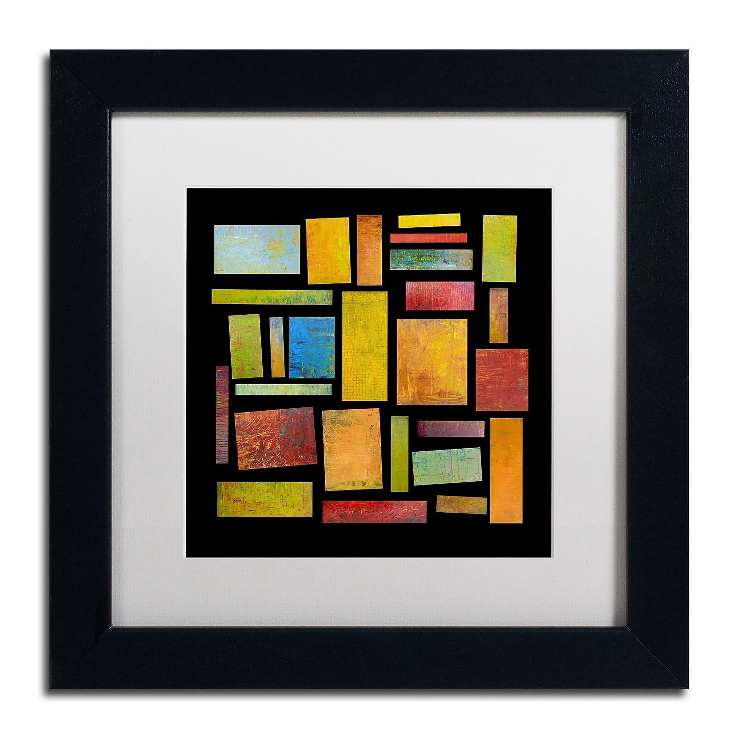 Trademark Fine Art "Building Blocks Four" Canvas Art by Michelle Calkins, White Matte, Black Frame