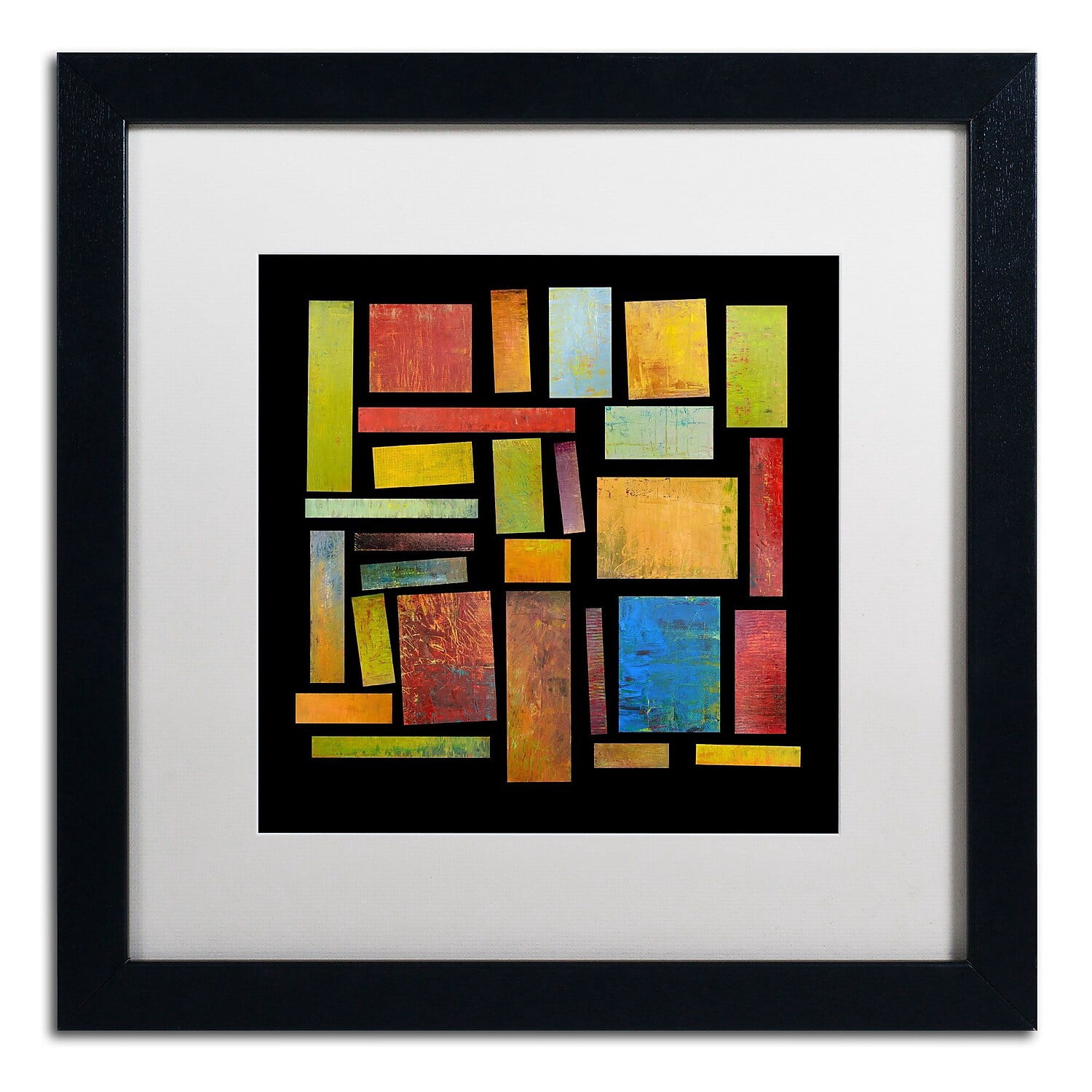 Trademark Fine Art "Building Blocks Three" Canvas Art by Michelle Calkins, White Matte, Black Frame