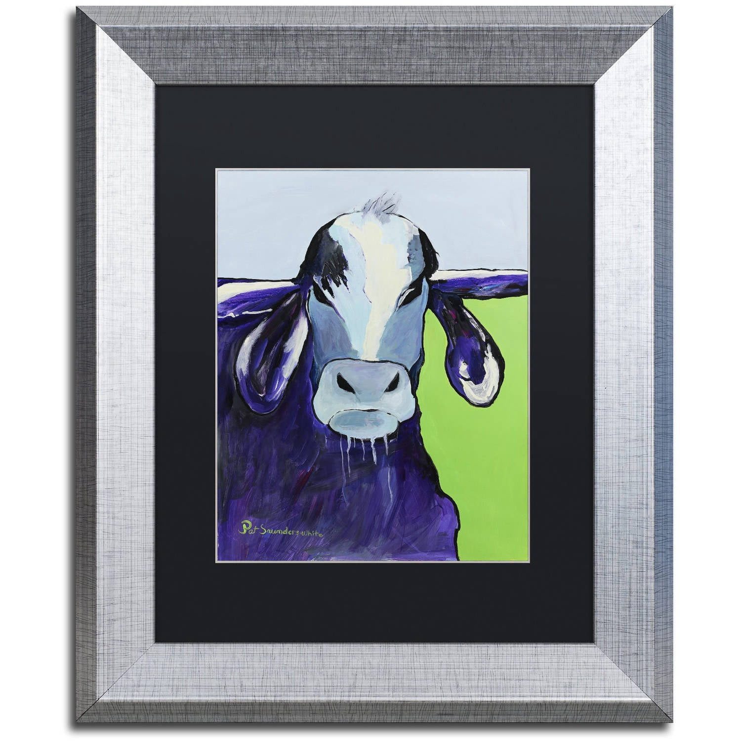 Trademark Fine Art "Bull Drool II" Canvas Art by Pat Saunders-White, Black Matte, Silver Frame
