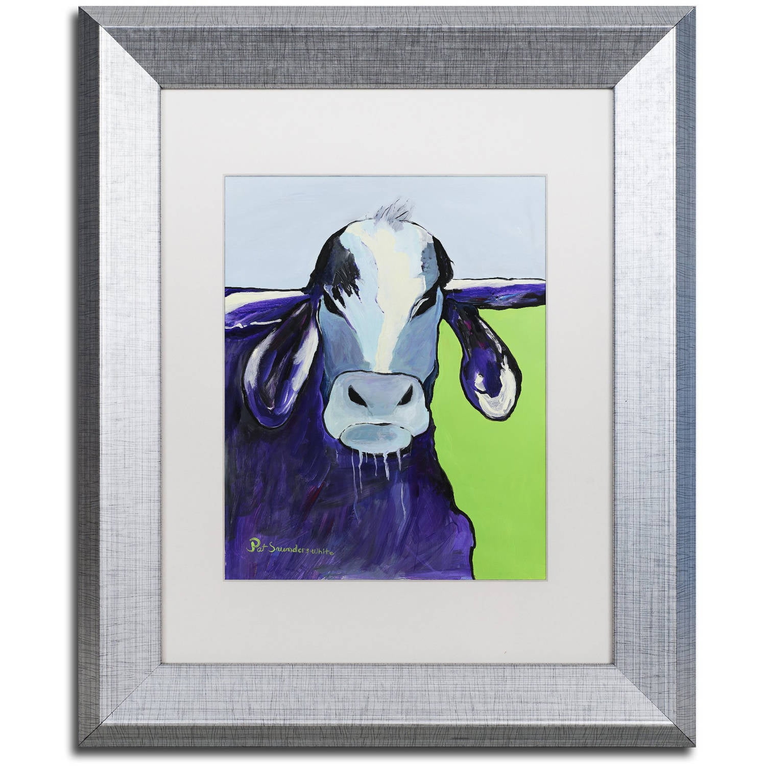 Trademark Fine Art "Bull Drool II" Canvas Art by Pat Saunders-White, White Matte, Silver Frame
