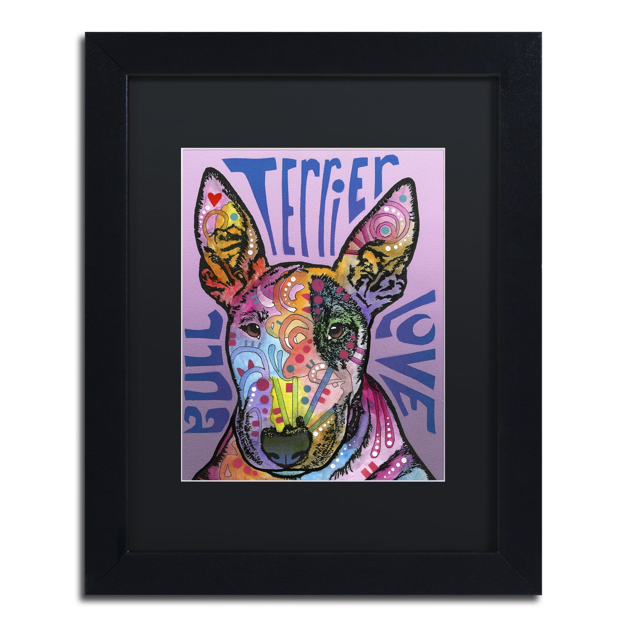 Trademark Fine Art 'Bull Terrier Luv' Black Framed Art by Dean Russo