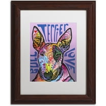 Trademark Fine Art 'Bull Terrier Luv' Canvas Art by Dean Russo, White Matte, Wood Frame