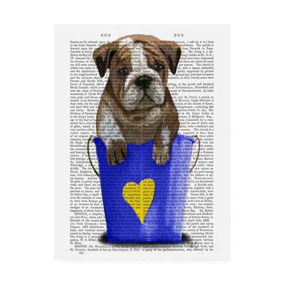 Trademark Fine Art 'Bulldog Bucket Of Love, Blue' Canvas Art by Fab Funky