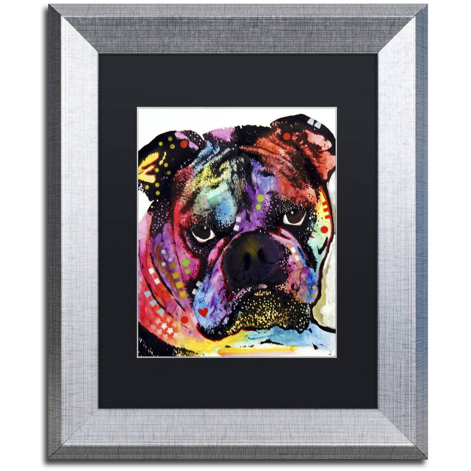 Trademark Fine Art "Bulldog" Canvas Art by Dean Russo, Black Matte, Silver Frame