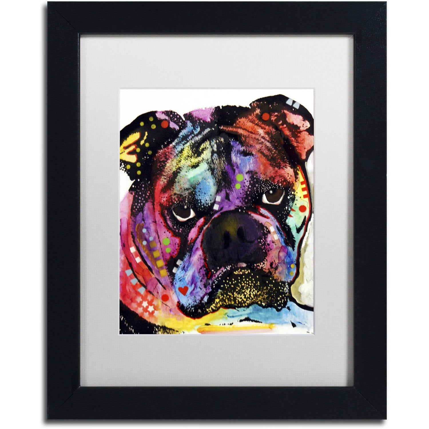 Trademark Fine Art "Bulldog" Canvas Art by Dean Russo, White Matte, Black Frame